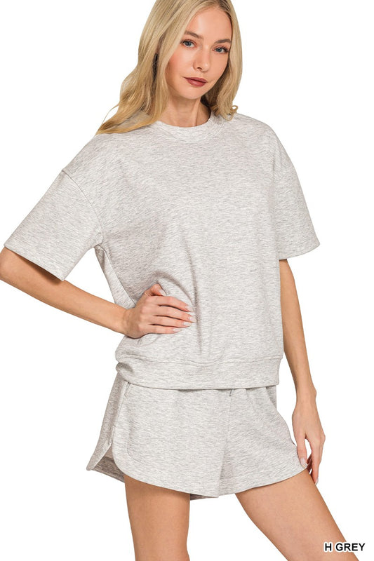 Scuba Round Neck Top & Dolphin Shorts Set