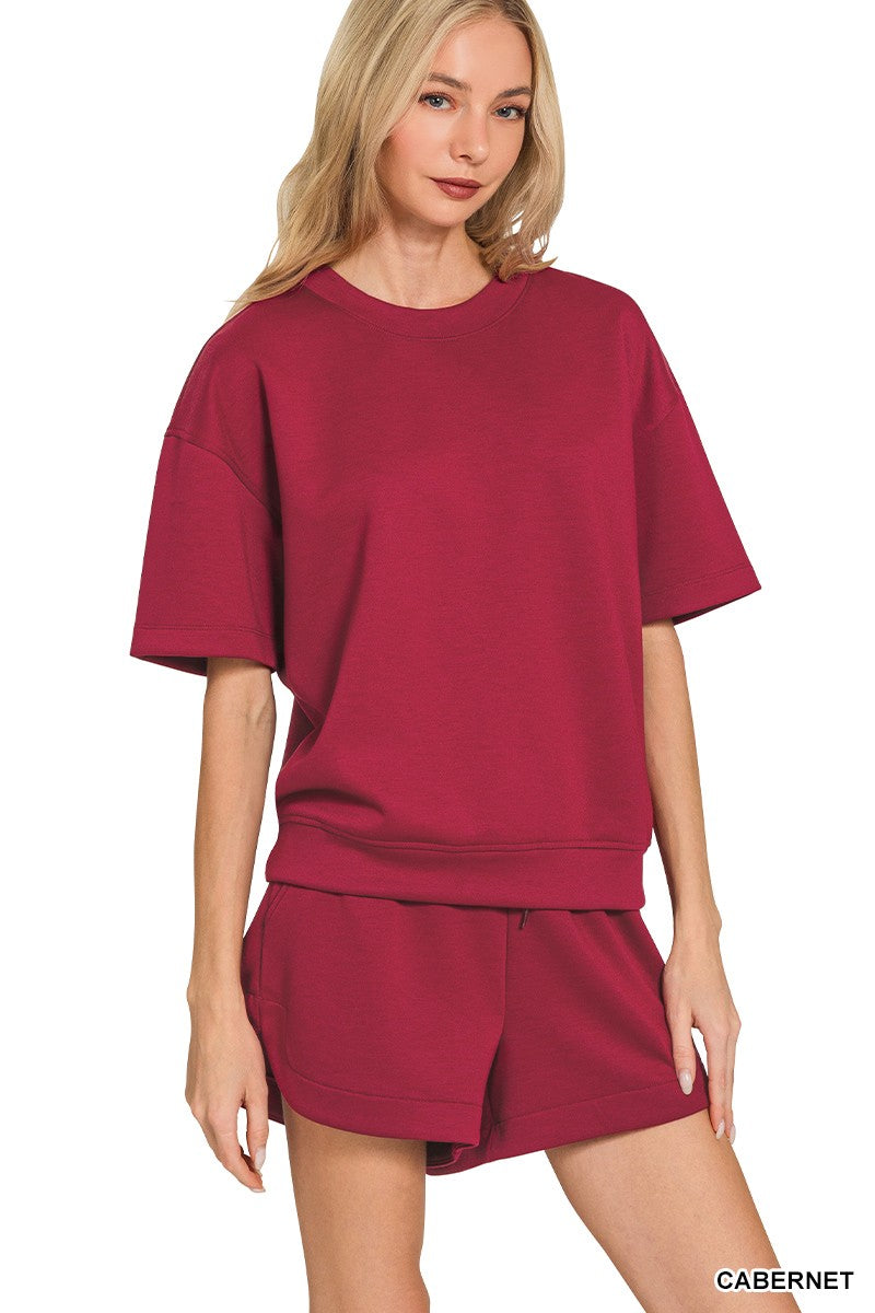 Scuba Round Neck Top & Dolphin Shorts Set