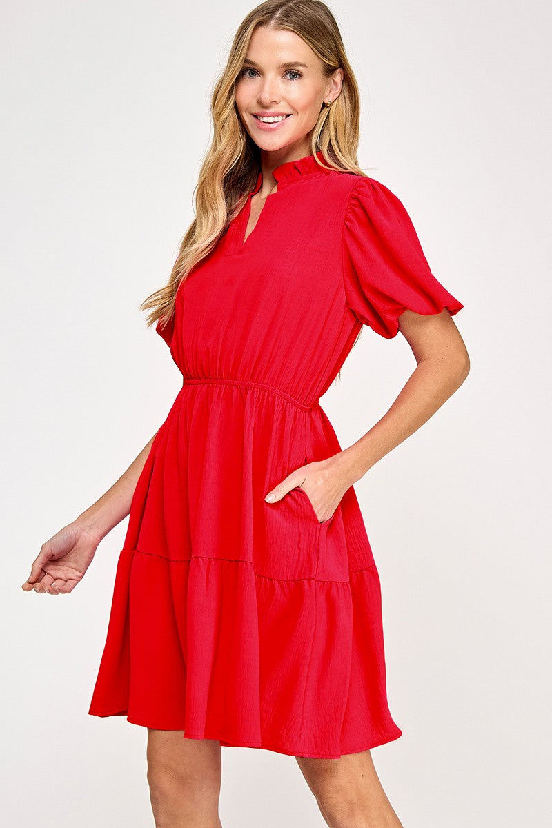 Solid tiered dress