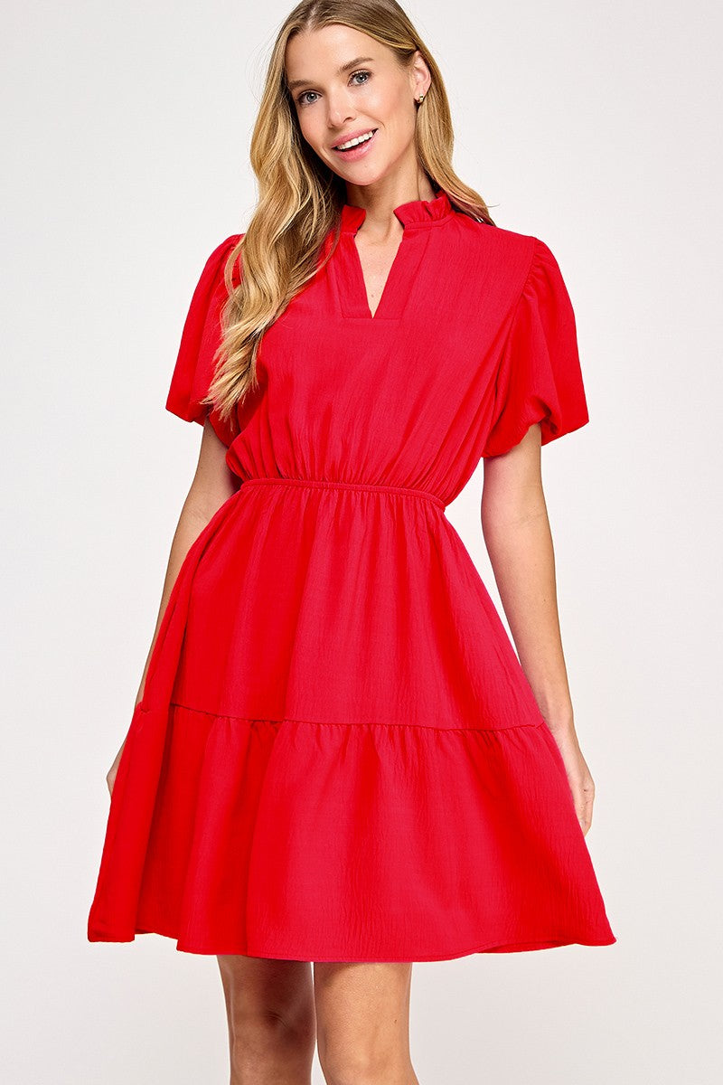 Solid tiered dress