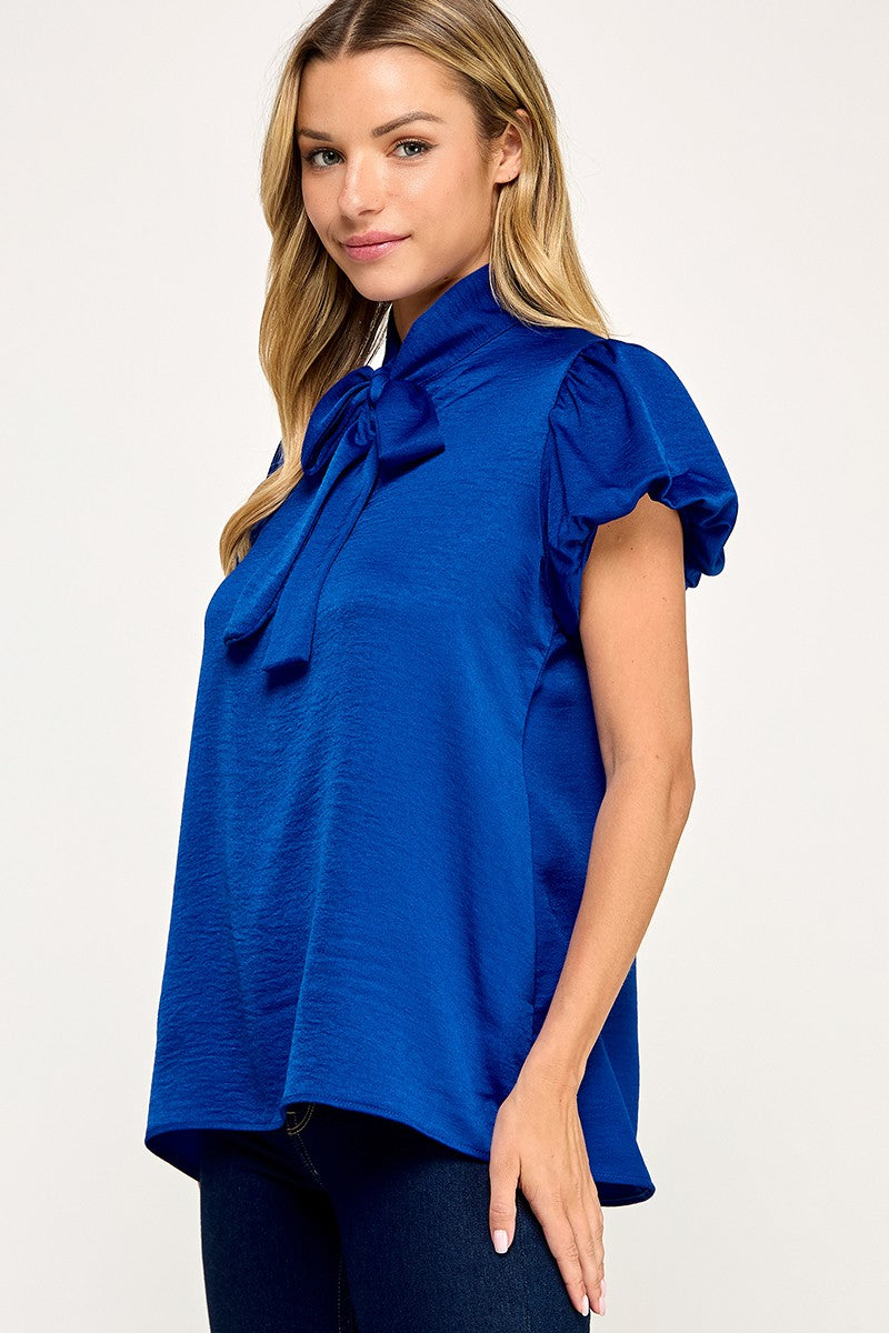 Satin blouse royal blue