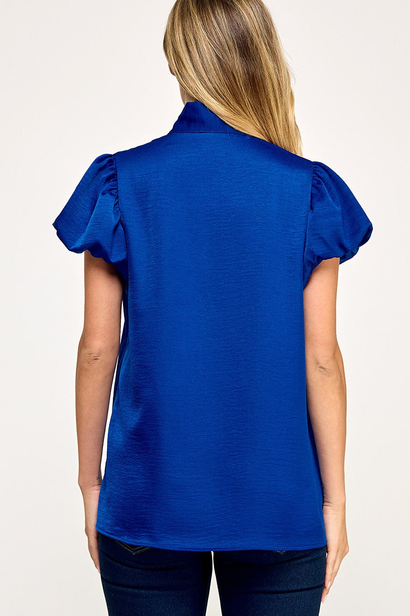 Satin blouse royal blue