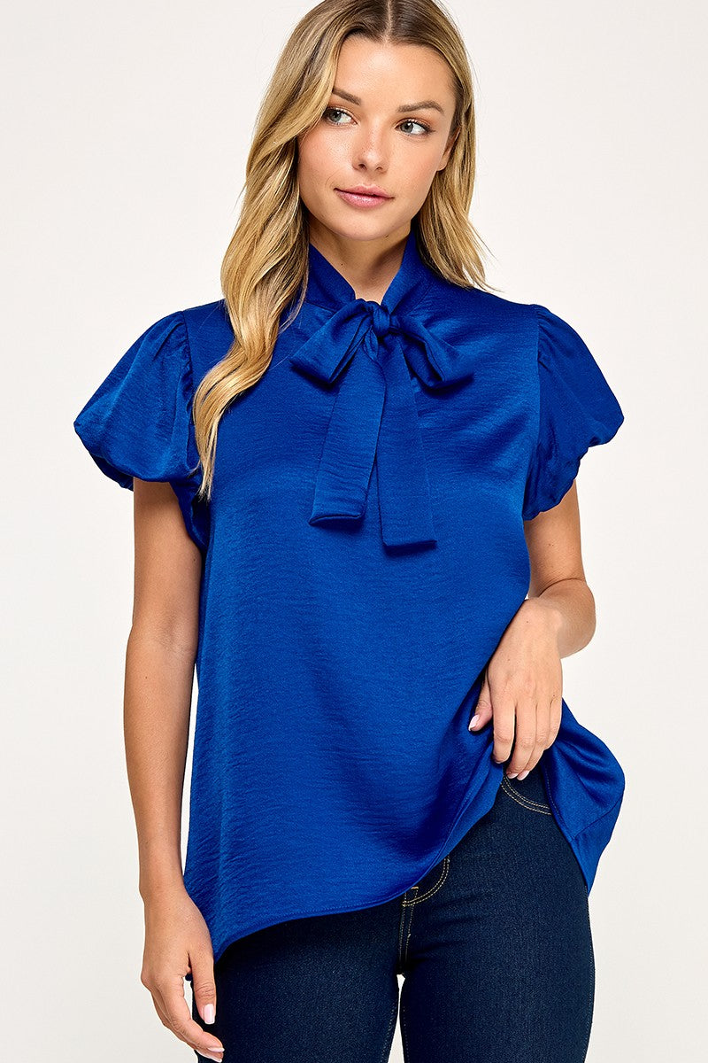 Satin blouse royal blue