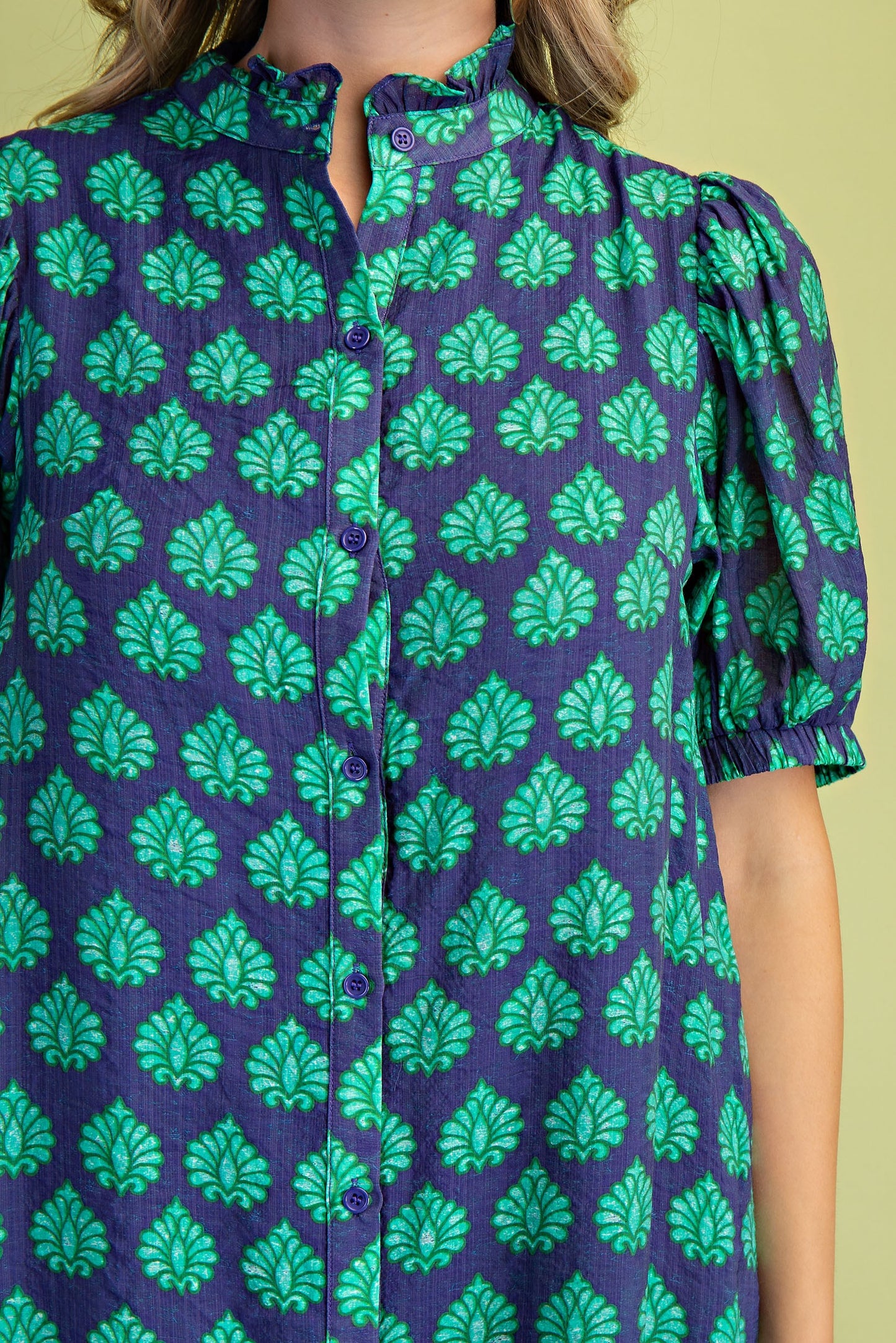 Printed Button Down Midi Dress Printed Button Down Midi Dress