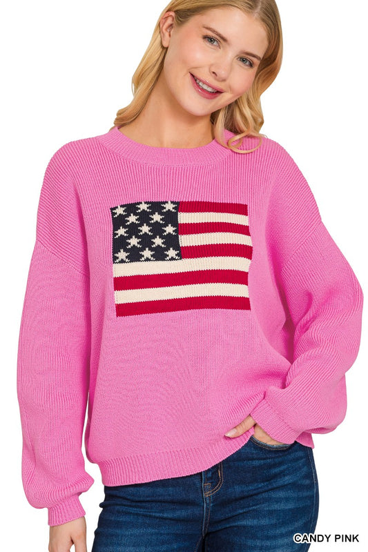 American Flag Crew Neck Sweater