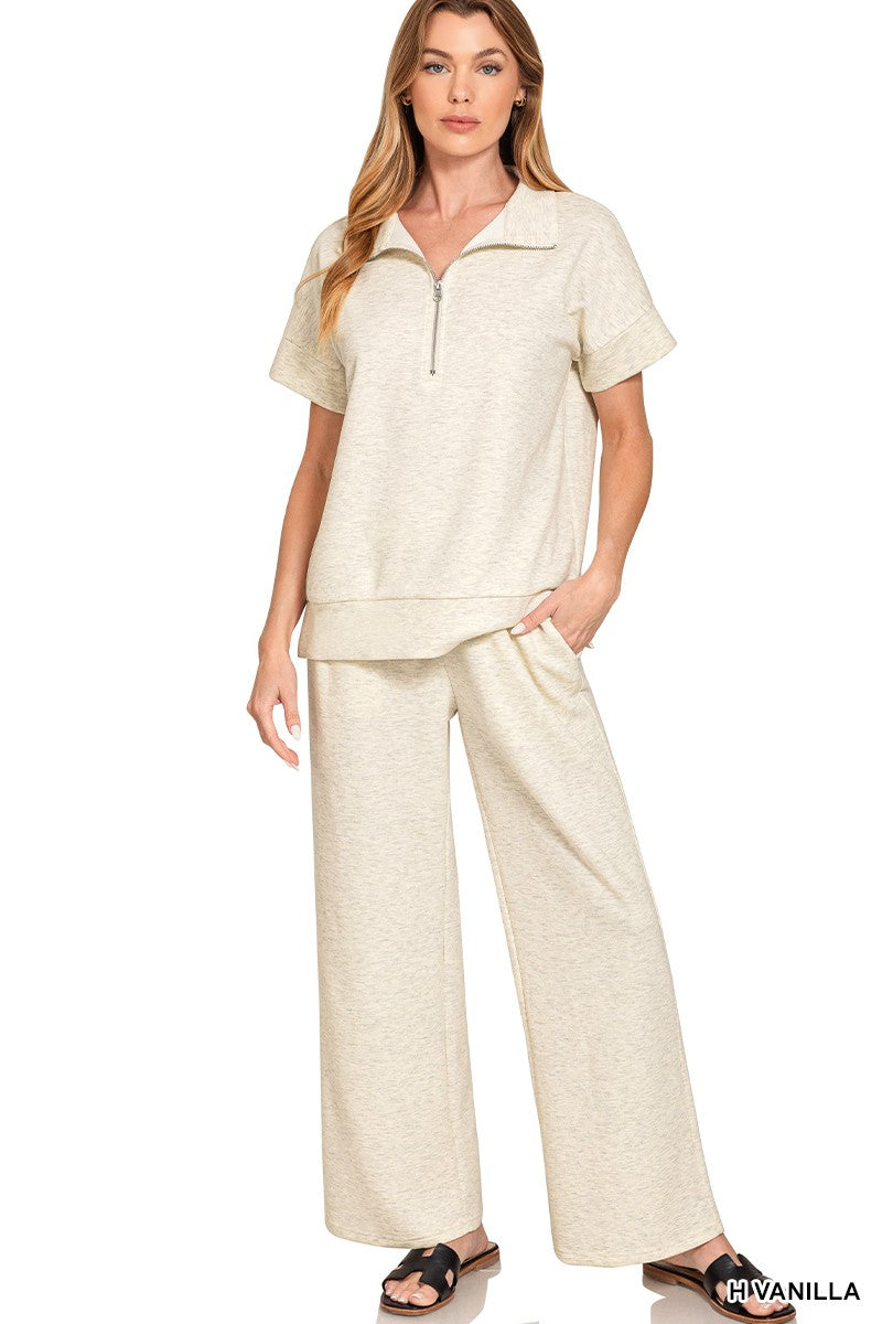 Scuba High Neck Half Zip Top & Pants Set