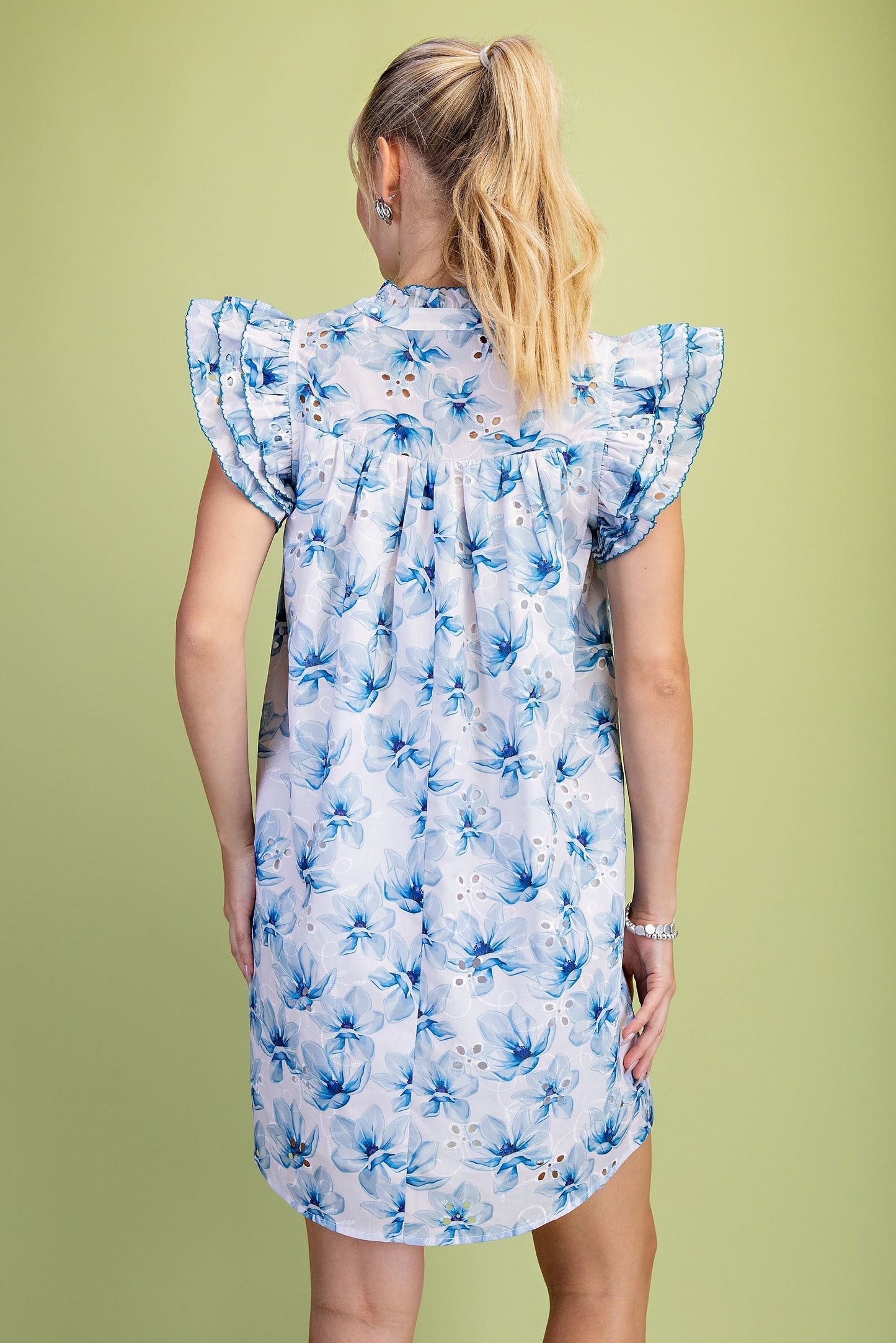 Floral Eyelet V-neck Mini Dress