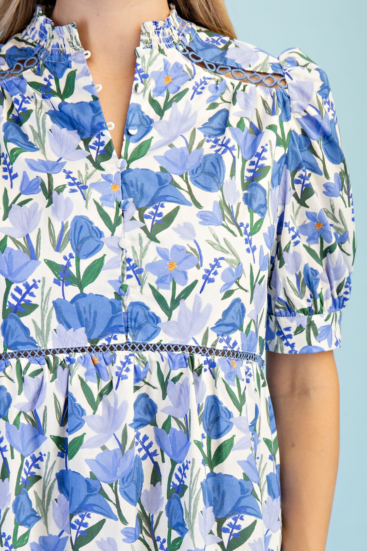 Floral Half Button Dress
