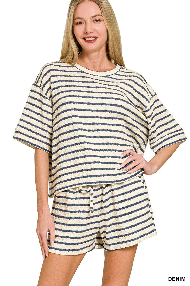 Striped Short Sleeve Tee & Shorts Set