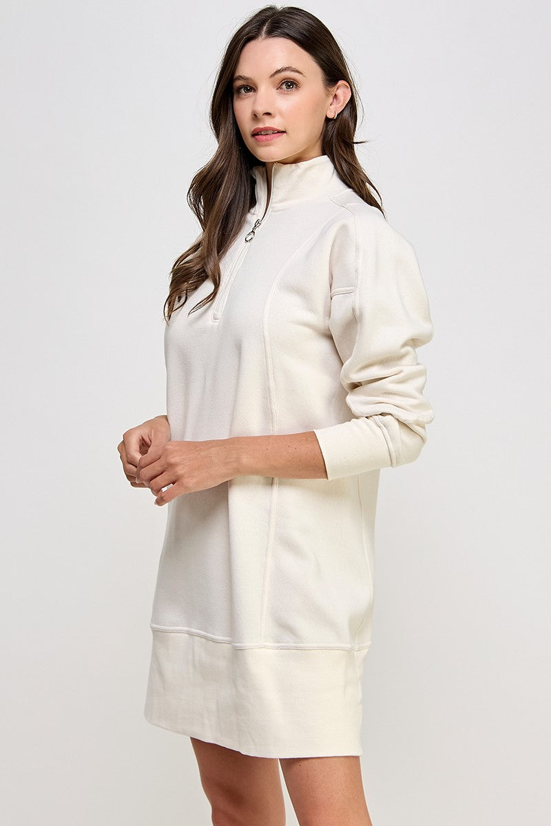 Funnel High Neck Ribbed Sweatshirts Dress