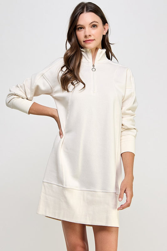 Funnel High Neck Ribbed Sweatshirts Dress