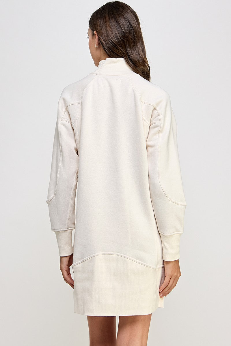 Funnel High Neck Ribbed Sweatshirts Dress