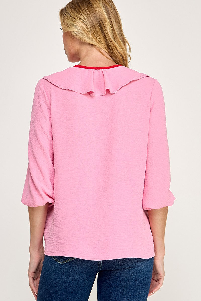 collar 3 quarter length top
