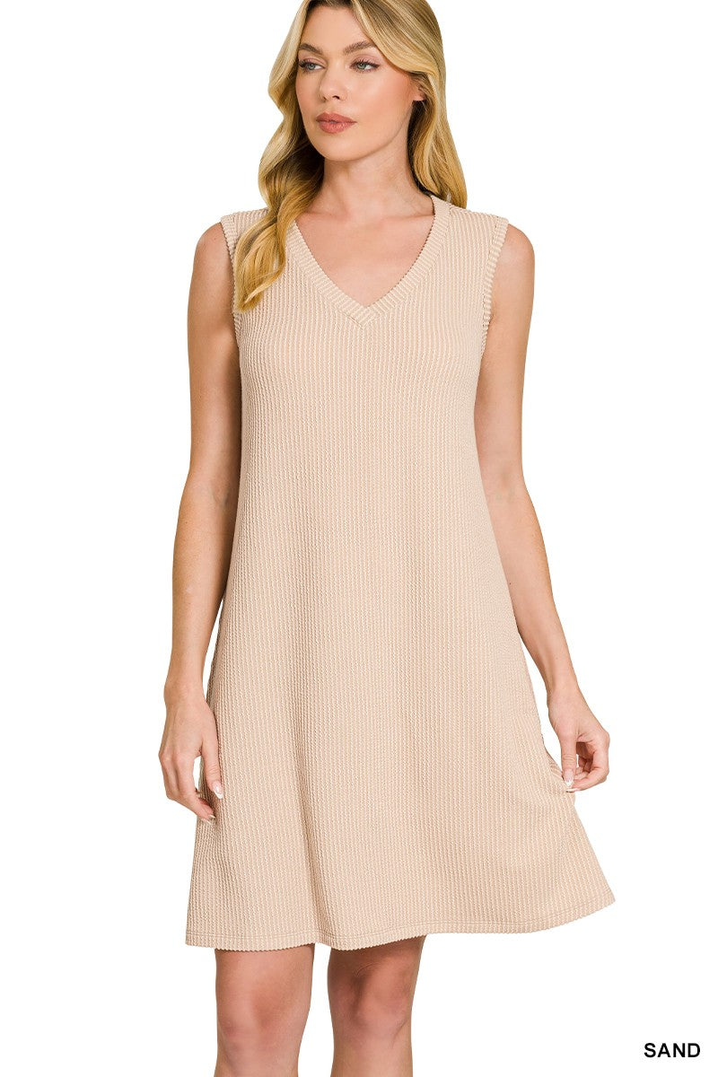 Raised Rib Sleeveless Mini Dress