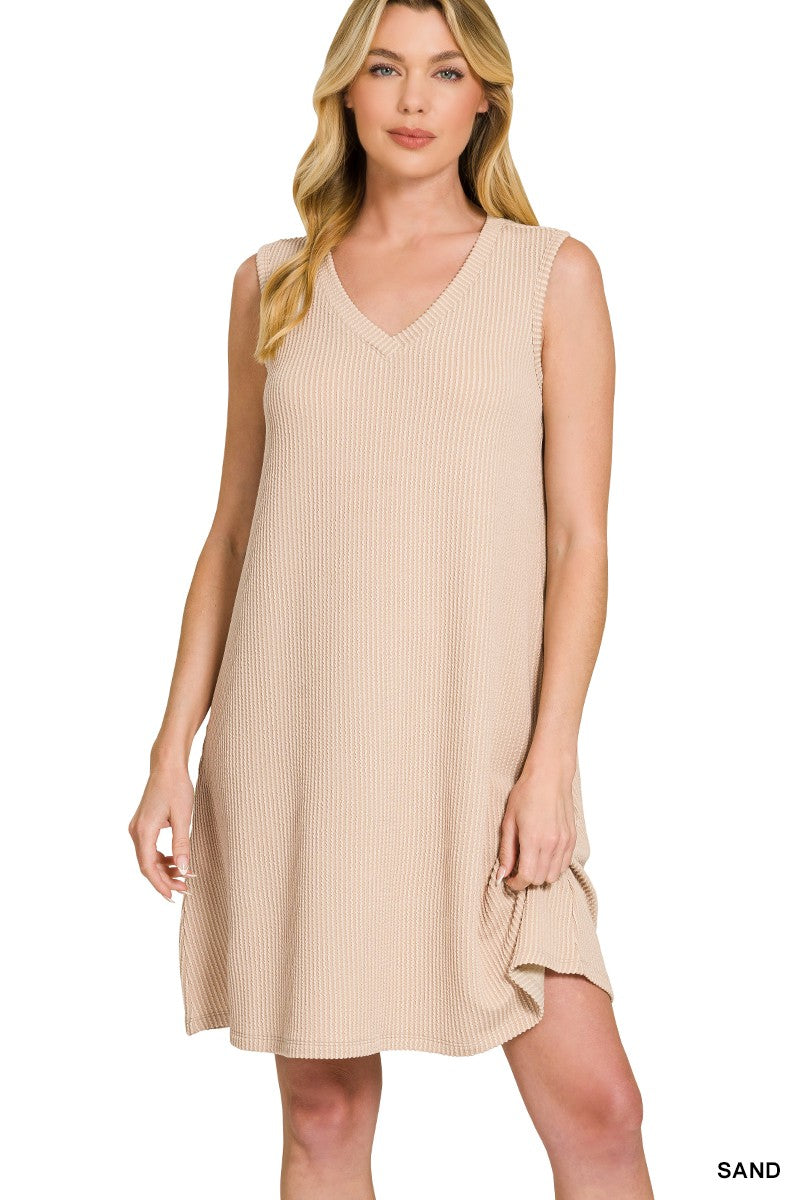 Raised Rib Sleeveless Mini Dress