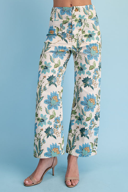 Floral Ankle Cropped Pants