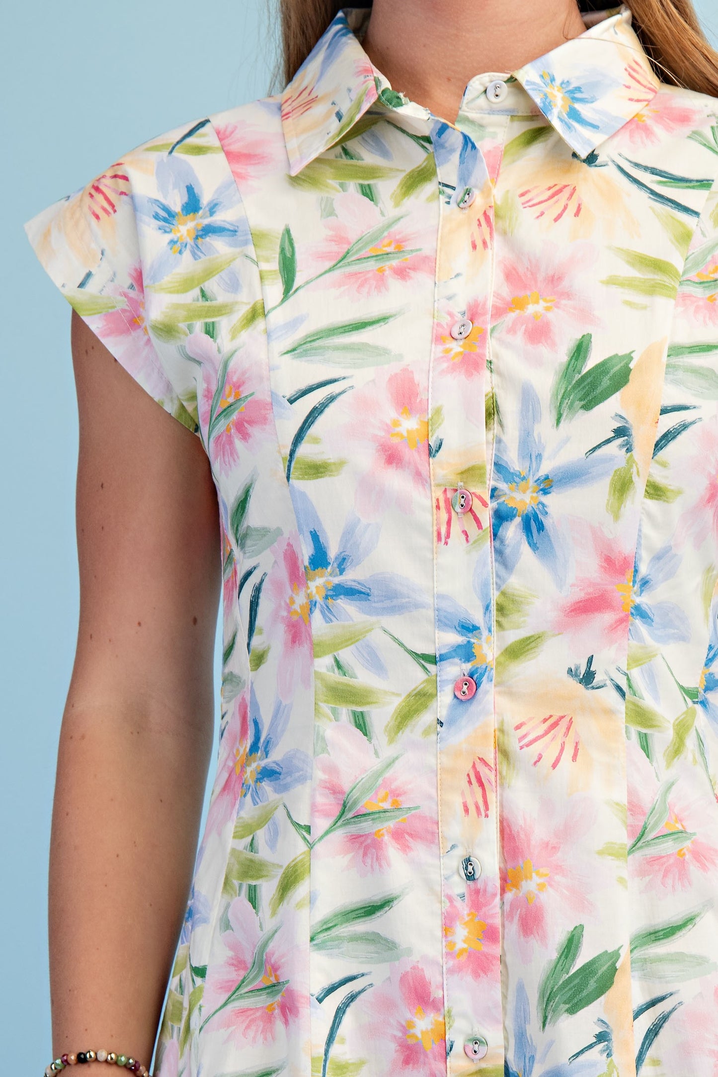 Floral Print Midi Shirt Dress