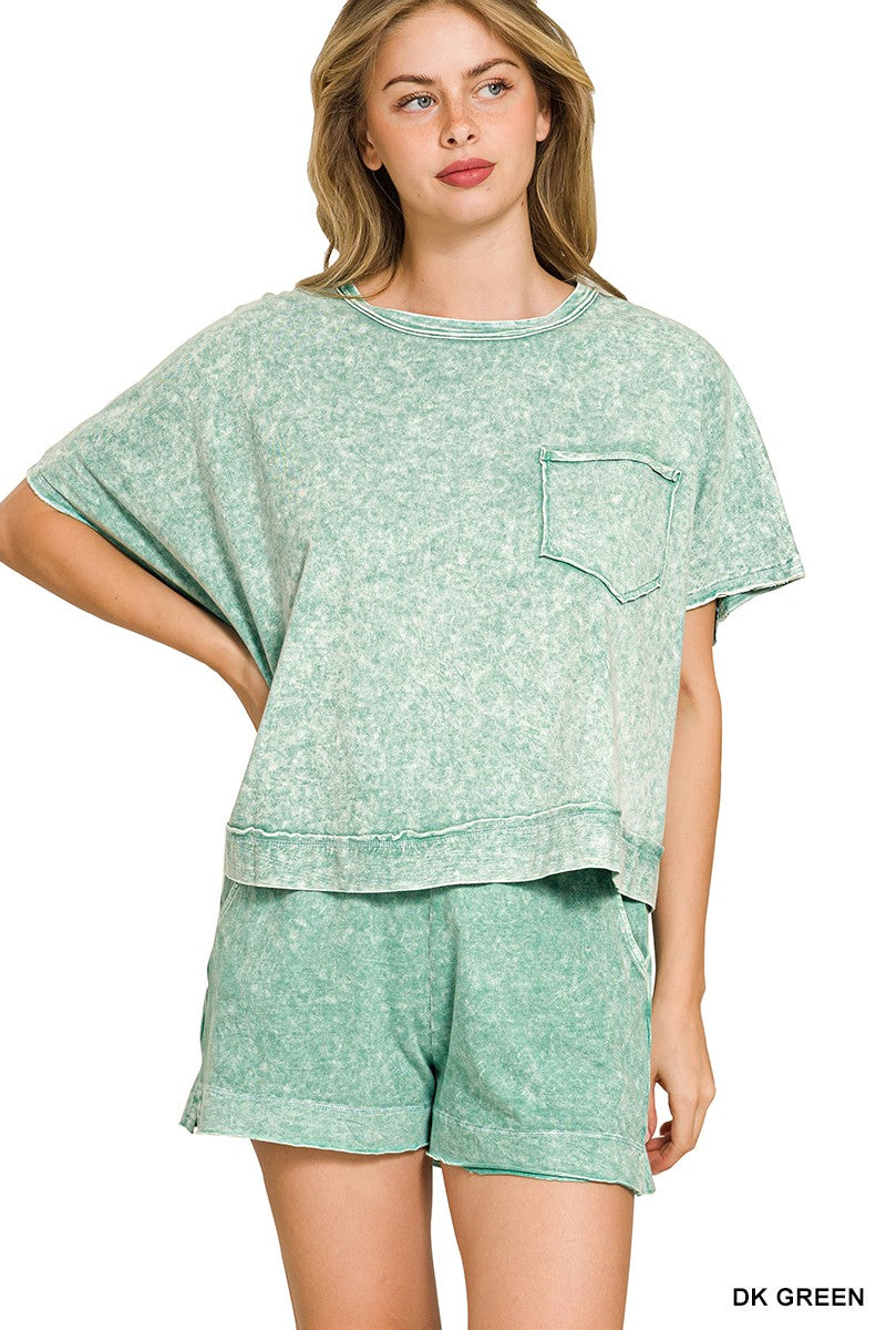 Halo Snow Washed Boxy Top & Shorts Set