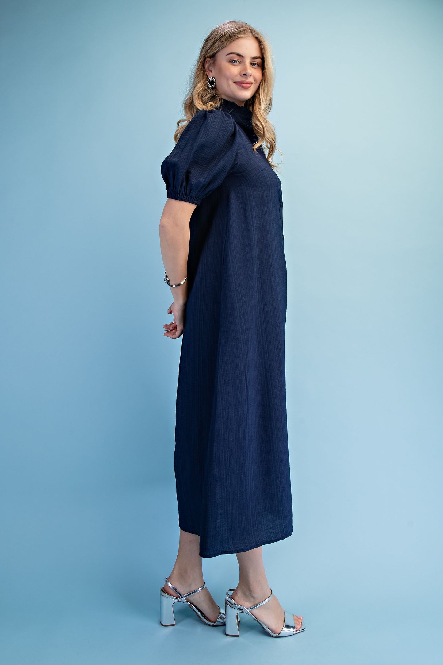 Button Down Midi Dress Midnight
