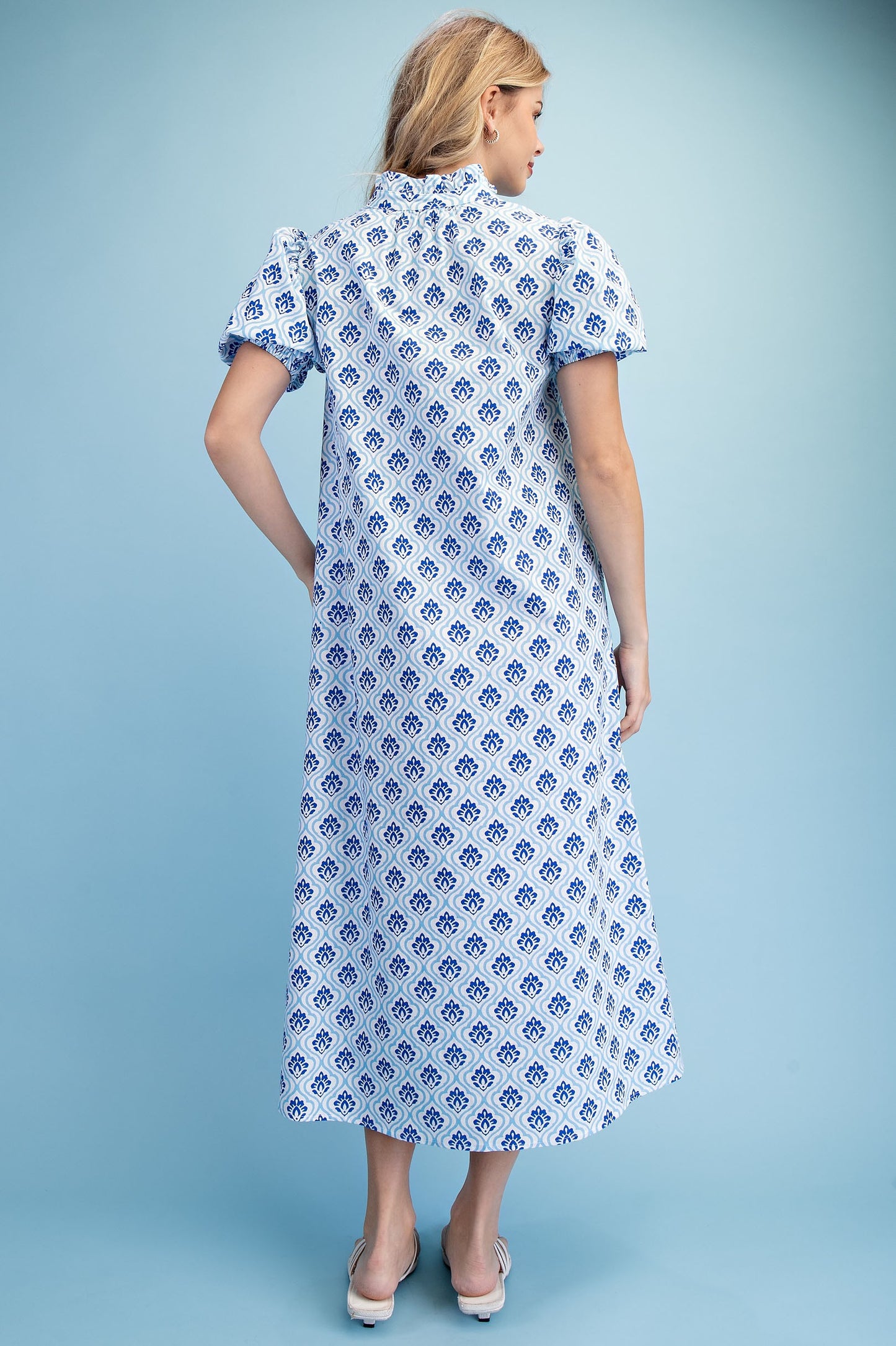 Bright Printed Button Down Midi Dress