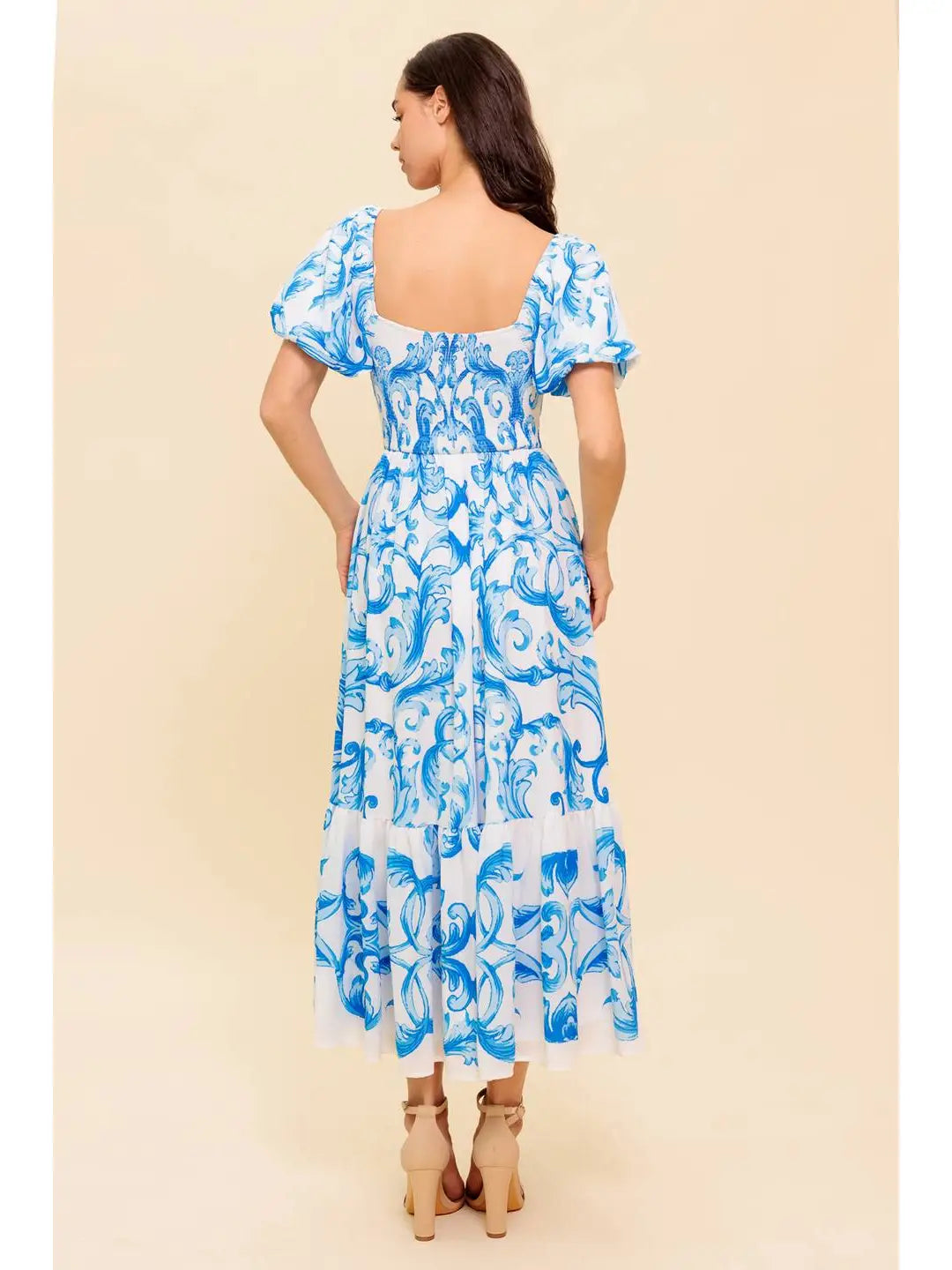 A Printed Woven Midi Dress