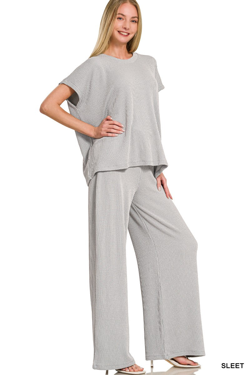 Raised Rib Relaxed Top & Pants Set