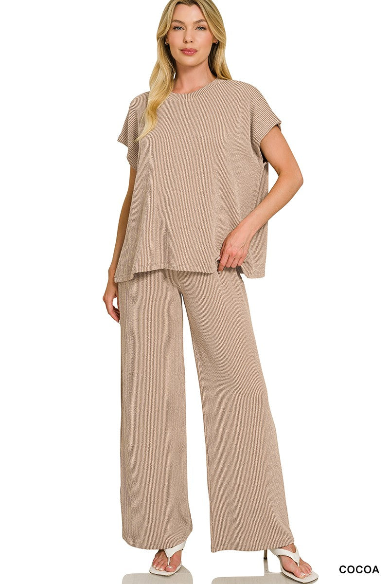 Raised Rib Relaxed Top & Pants Set
