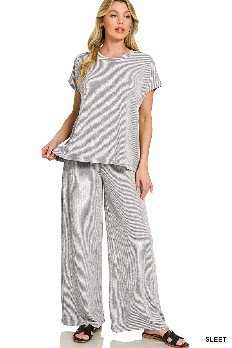 Raised Rib Relaxed Top & Pants Set