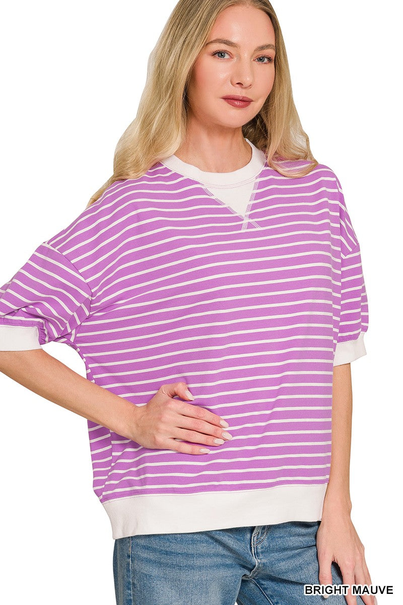 Striped Rib Banded Pullover