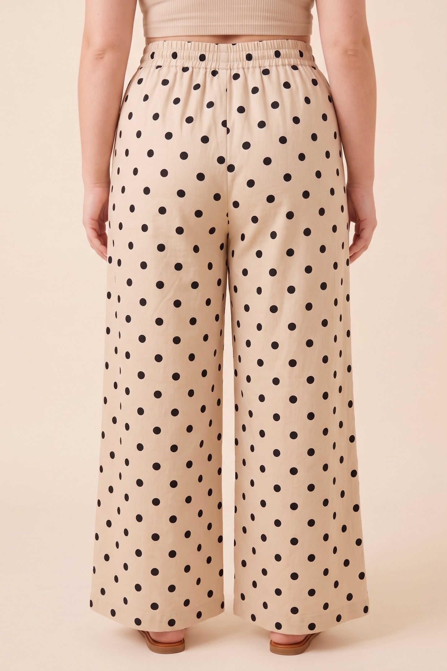 Plus Pokla Dot Pleated Waist Loose Fit Pant