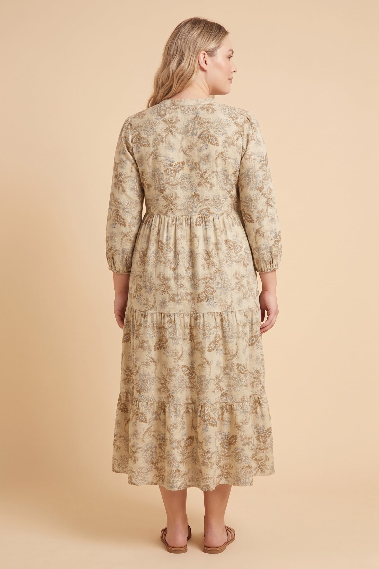 Plus Floral Paisley Print Tie Detail Dress