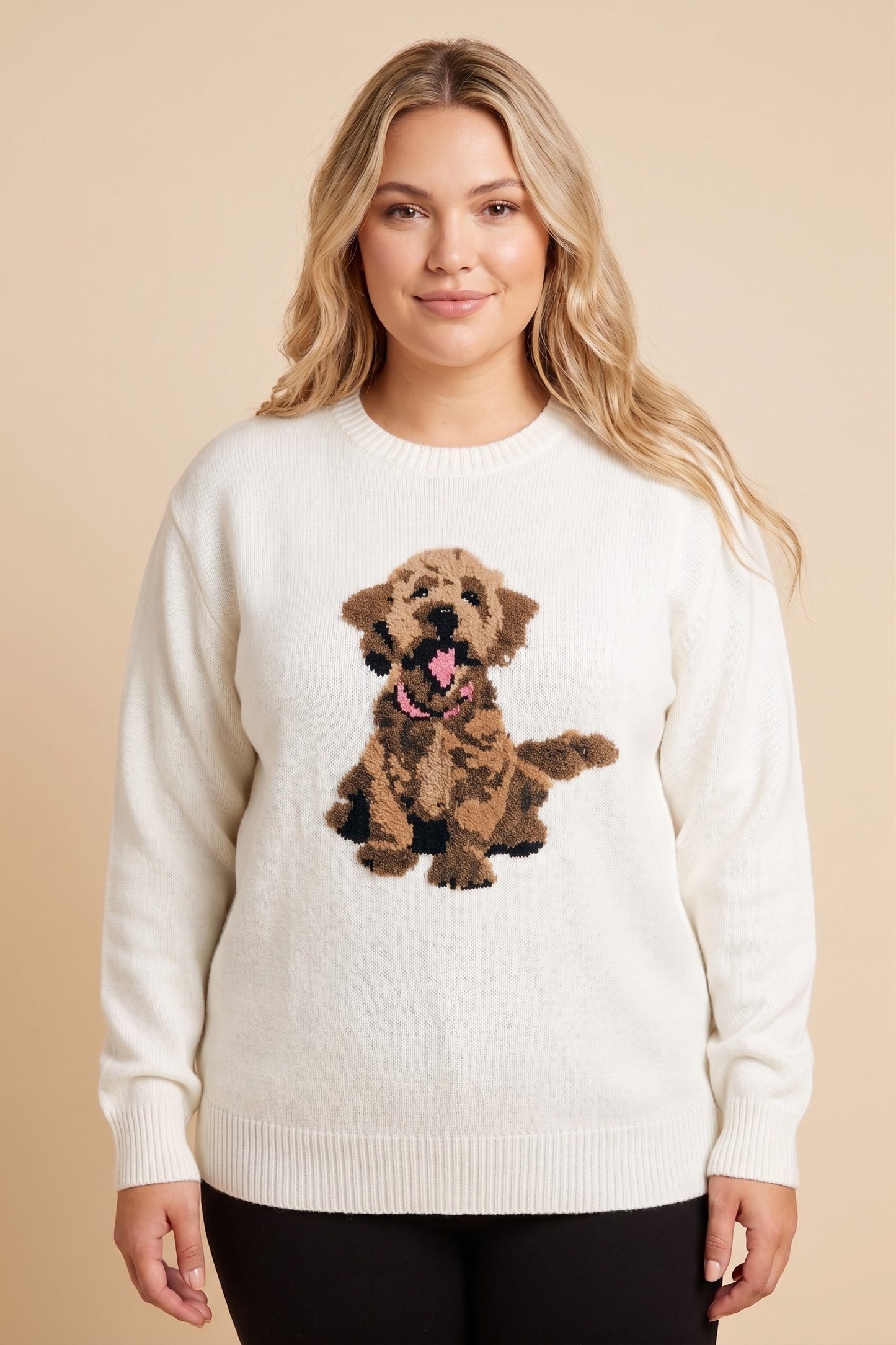 Plus Terrier Patched Sweater Top