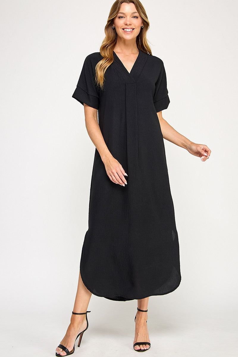 black maxi dress