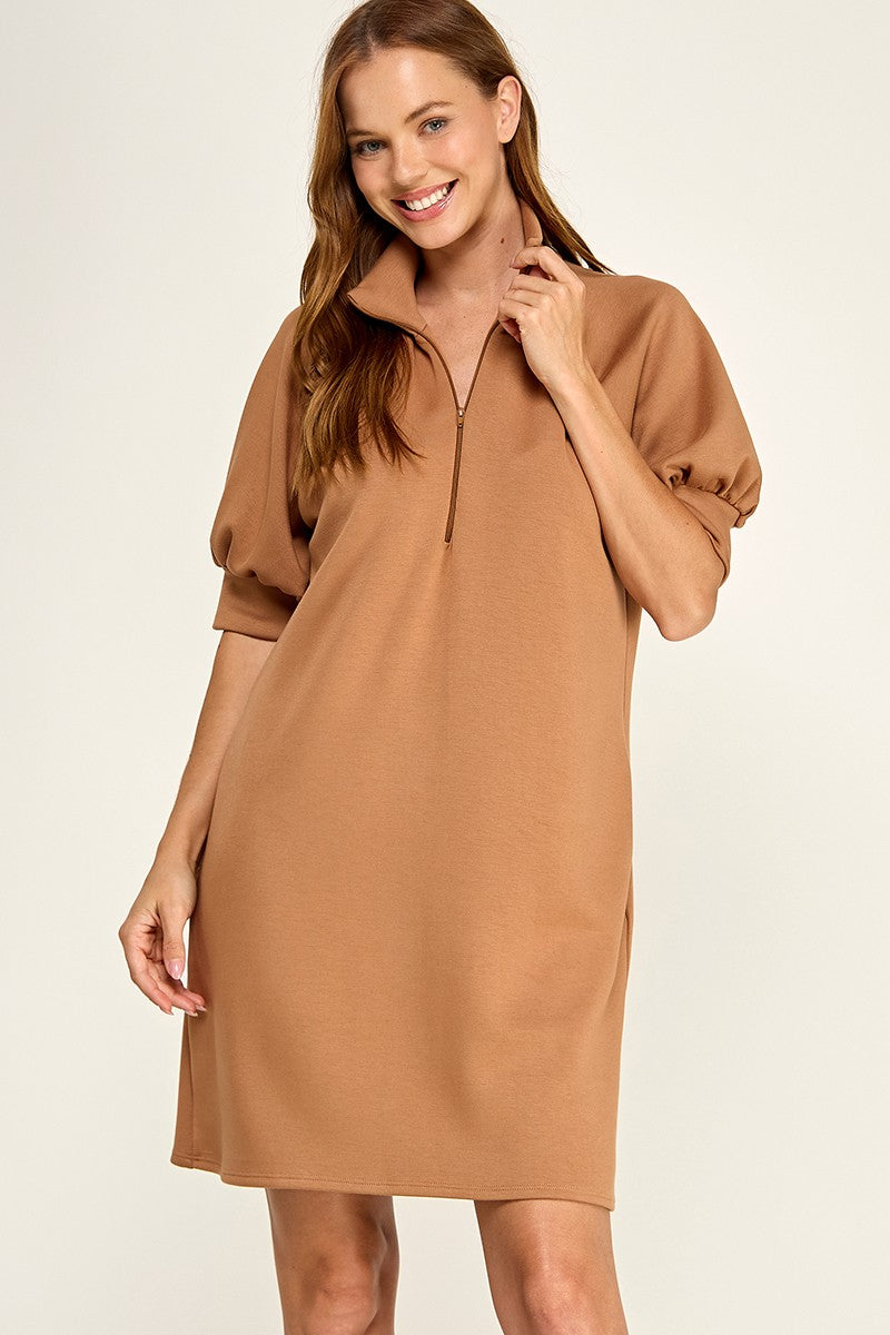 scuba quarter zip dress