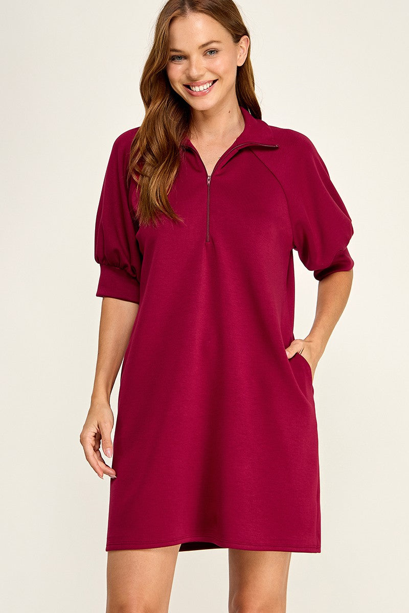 scuba quarter zip dress
