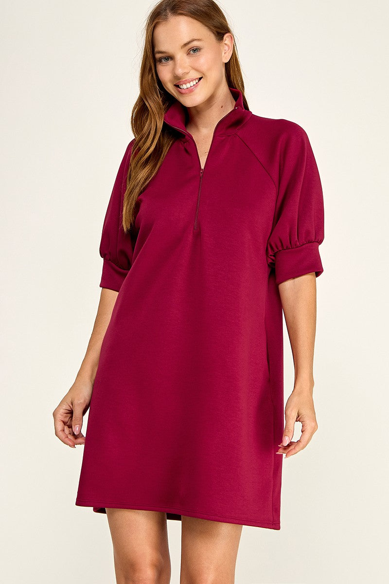 scuba quarter zip dress