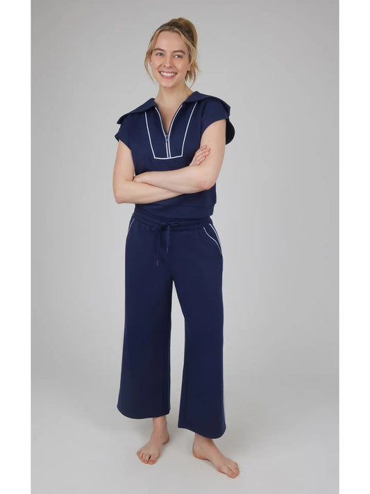 Women's Scuba Piping Half Zip and Pants Set