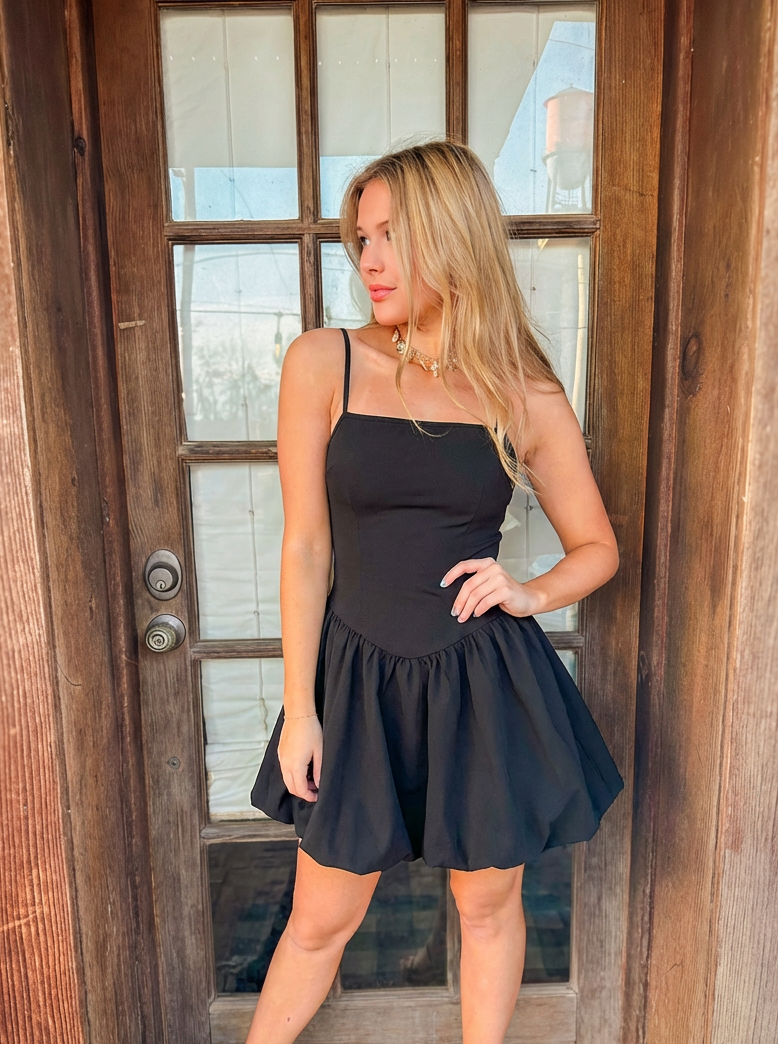 Straight Neck Cami Bubble Hem Mini Skort Dress