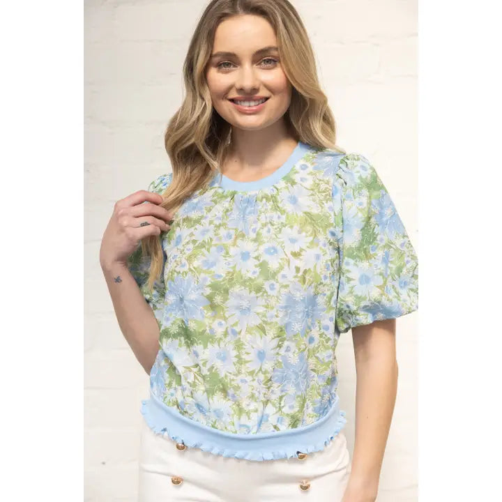 Ribbed knit floral top