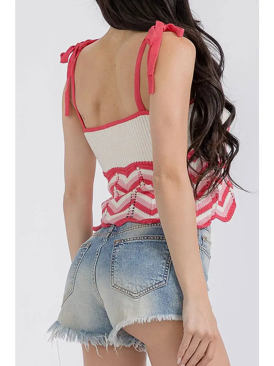 Sleeveless Colorblock Knit Tank Top