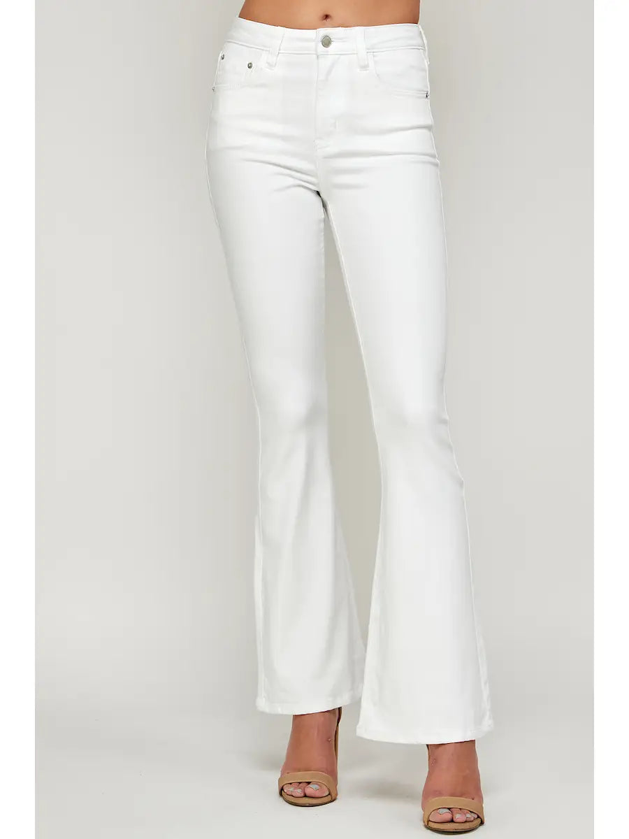 White - High Rise Flare Jeans