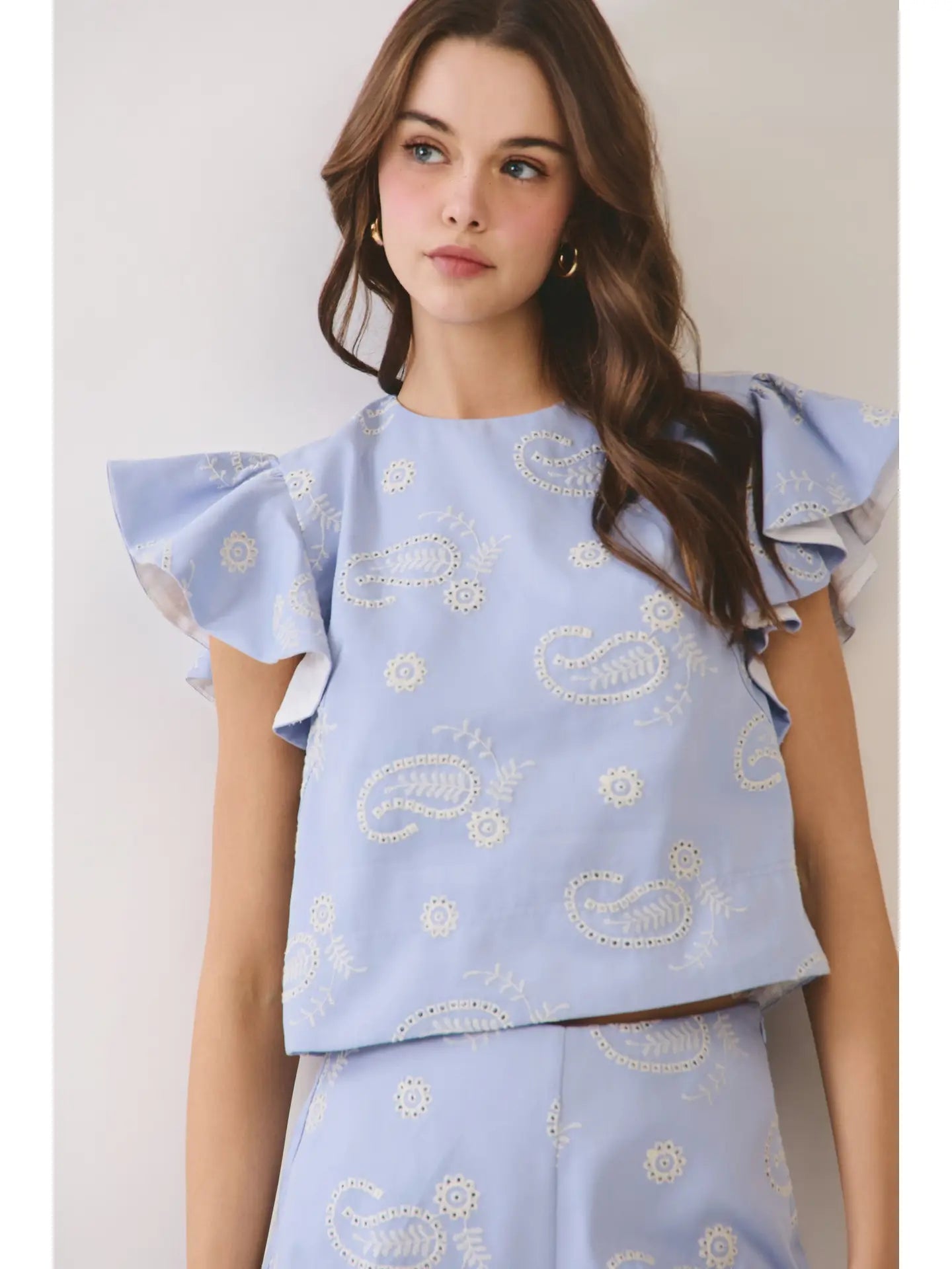 Eyelet Embroidered Flutter SET