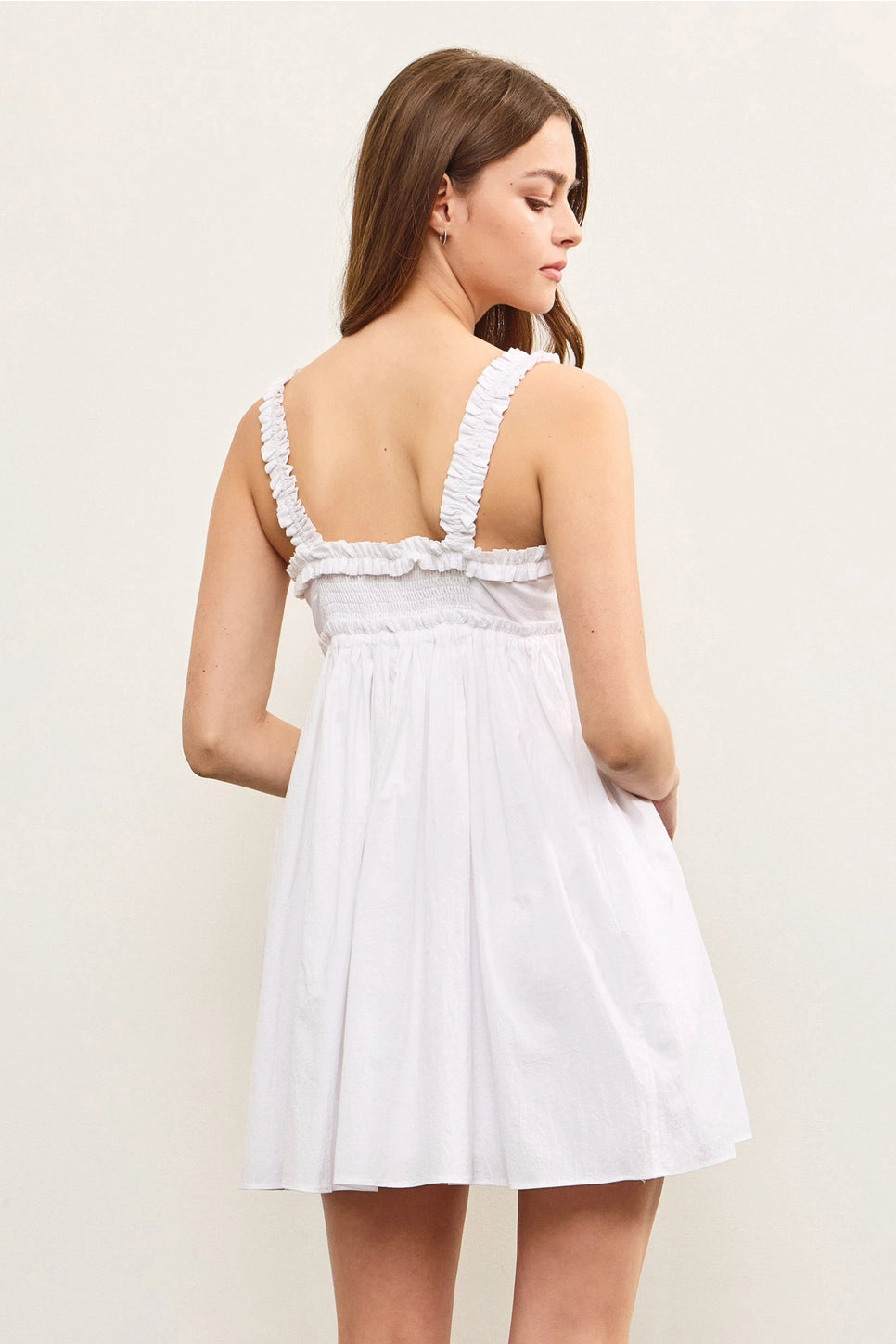 Ruffled Bodice Empire Waist Mini Dress