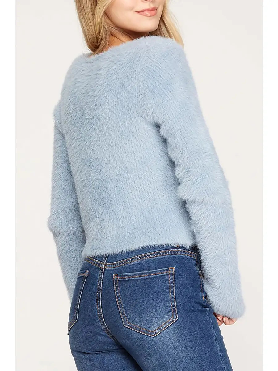 Fuzzy Knit Tied Sweater Cardigan