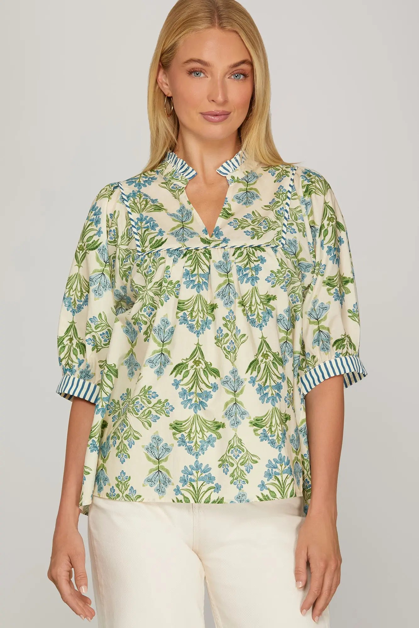 SHORT SLEEVE PRINTED TOP