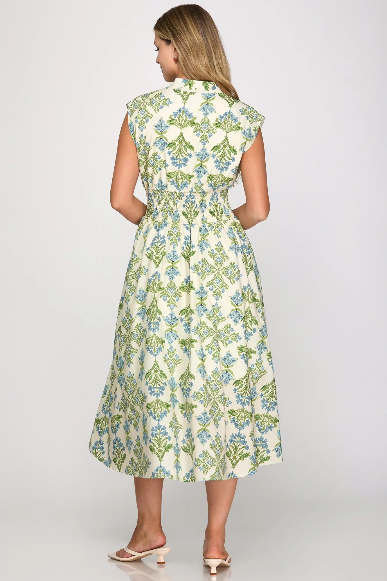blue and green zipper dress