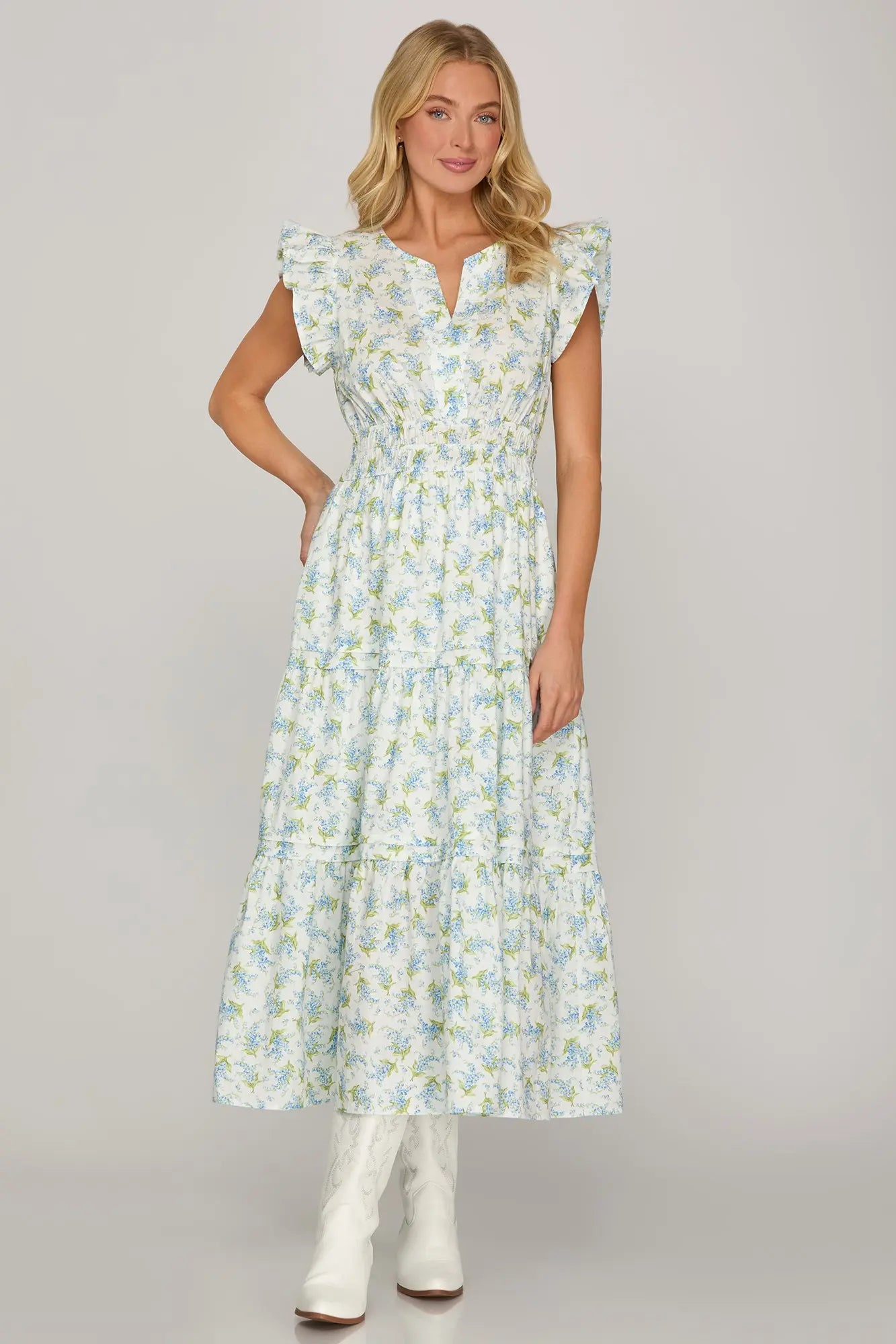 hydrangea maxi dress