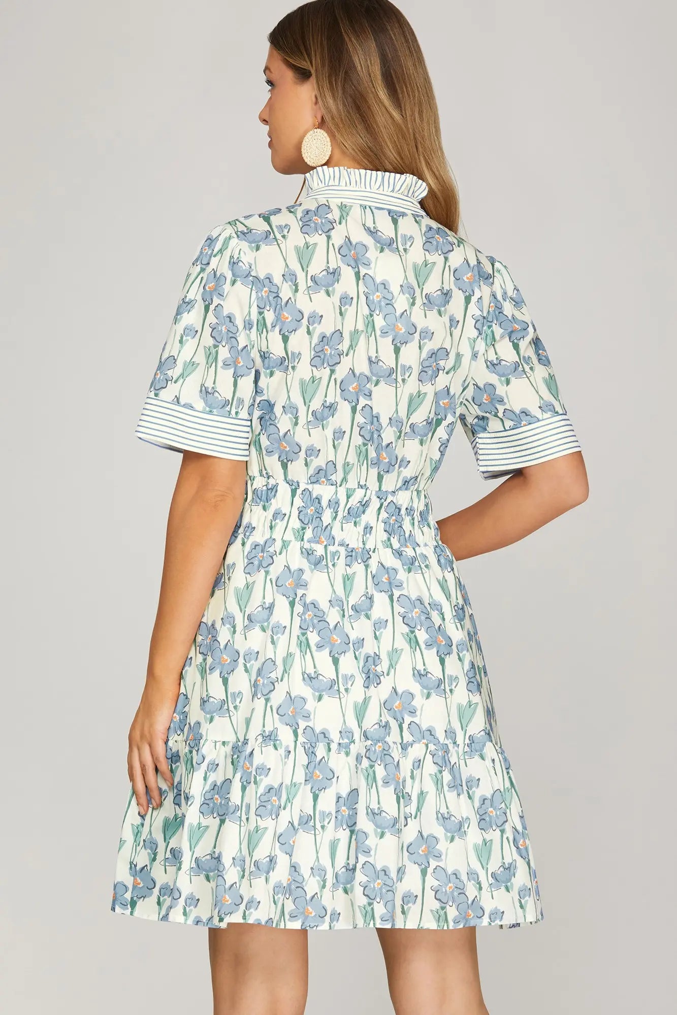 blue floral dress
