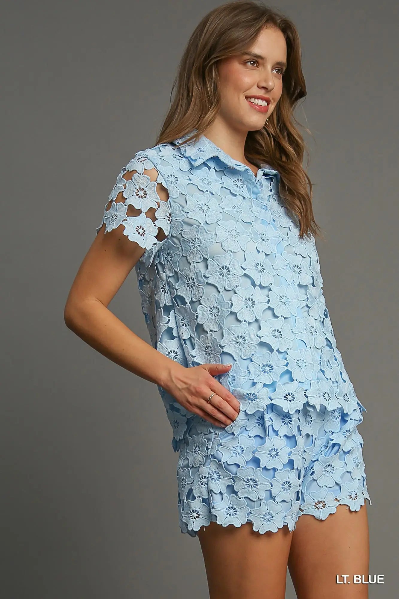 Floral Lace Collared Set