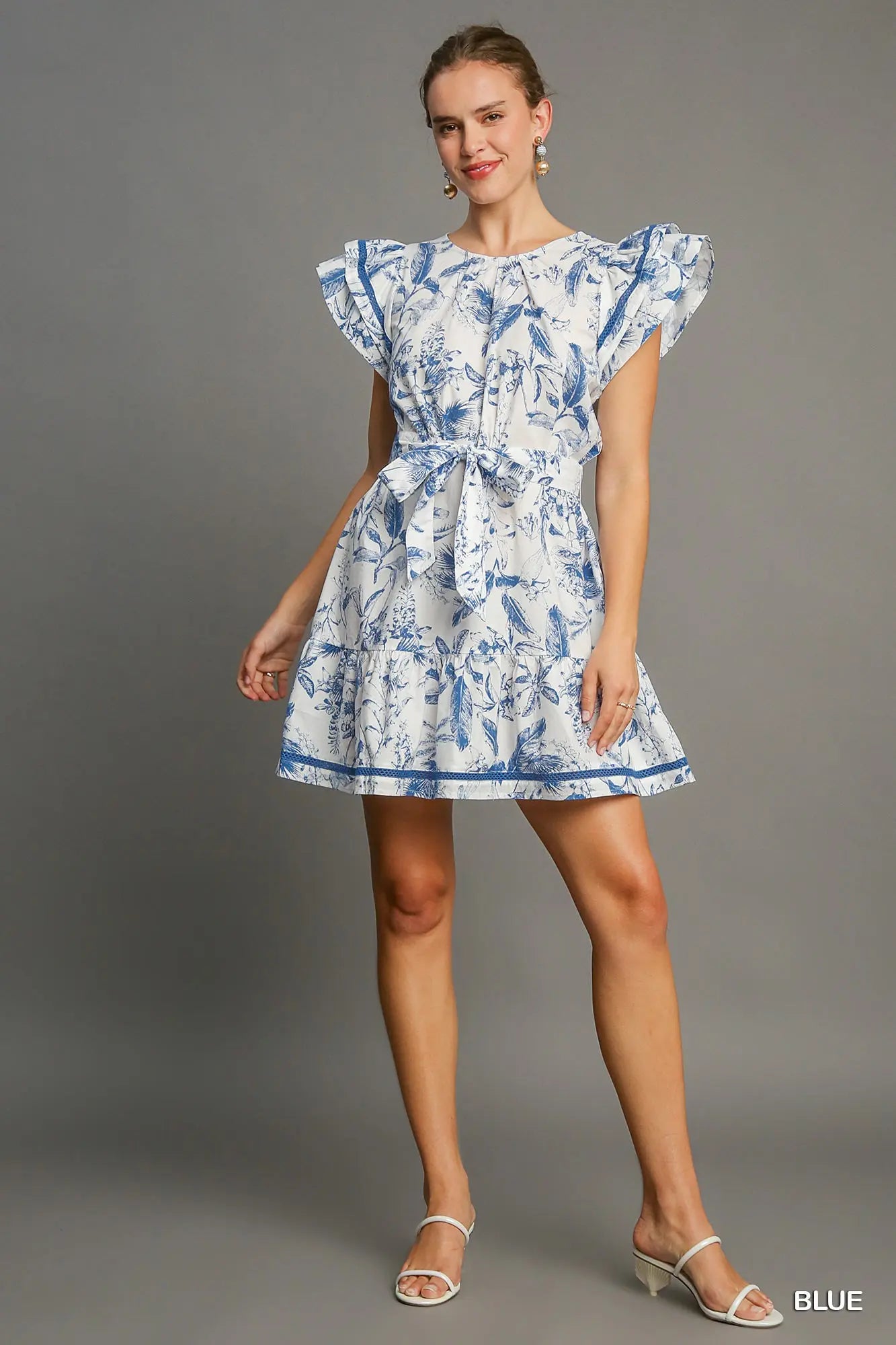 Two Tone Abstract Print Mini Dress